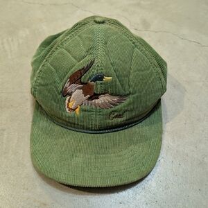 Coal Green Corduroy Cap Duck Embroidery Snapback Mens Flat Bill